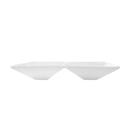 ASSIETTES CARRÉES 4 COMPARTIMENTS   24x24 CM BLANC PORCELAINE (12 UNITÉ)