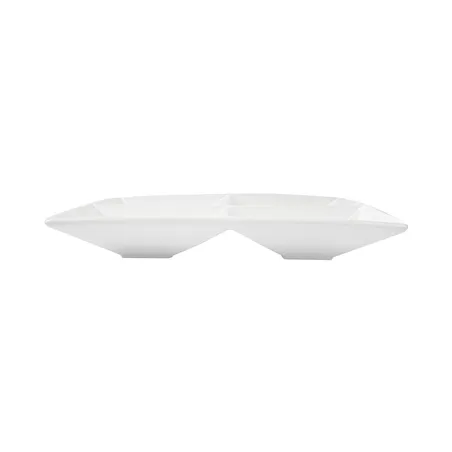 ASSIETTES CARRÉES 4 COMPARTIMENTS   29x29 CM BLANC PORCELAINE (6 UNITÉ)