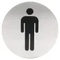 PLAQUE AUTO-ADHESIVE "MESSIEURS" Ø 7,5 CM ARGENTE INOX (1 UNITÉ) PLAQUE AUTO-ADHESIVE "MESSIEURS"