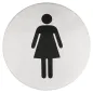 PLAQUE AUTO-ADHESIVE "DAMES" Ø 7,5 CM ARGENTE INOX (1 UNITÉ) PLAQUE AUTO-ADHESIVE "DAMES"