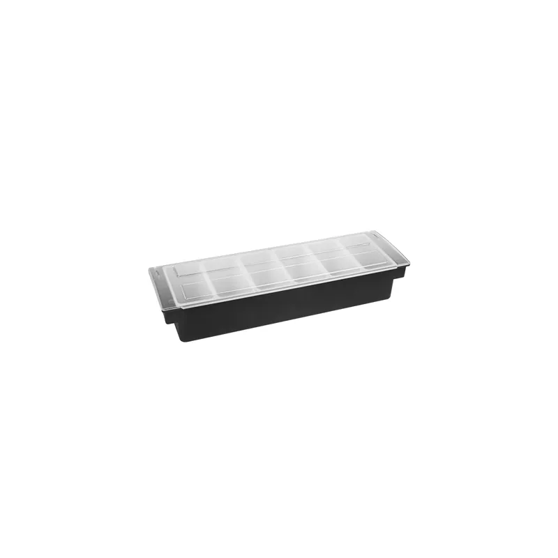 DISTRIBUTEUR À CONDIMENTS 6 COMPART. 49,5x15,7x9 CM NOIR PS (1 UNITÉ) DISTRIBUTEUR À CONDIMENTS 6 COMPART. 49,5x15,7x9 CM NOIR PS (1 UNITÉ)