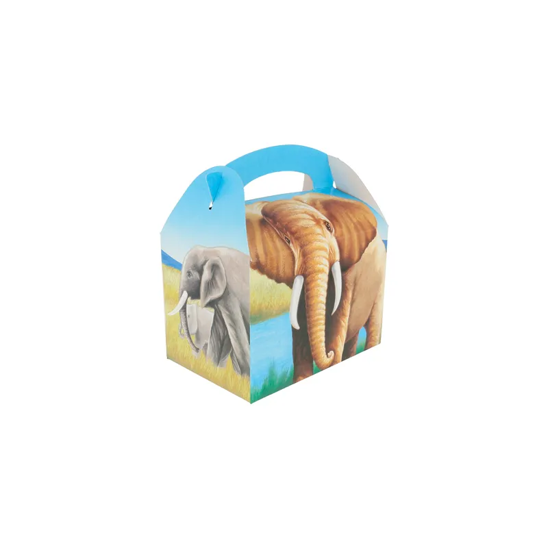 BOÎTES MENU ENFANT ELEPHANTS 'ELEFANTES' 320 G/M2 15,50x10,50x17,50 CM QUADRICHROMIE CARTON (300 UNITÉ)