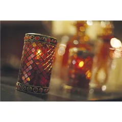 LAMPES DE TABLE "MOROCCO"   Ø 7,5x13 CM ASSORTI VERRE (6 UNITÉ)