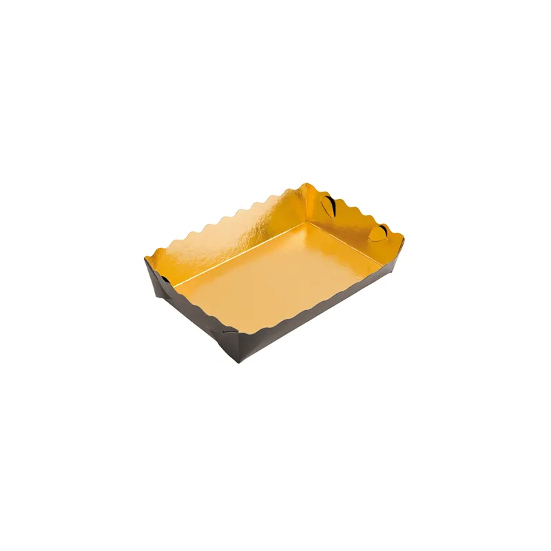BARQUETTES PÂTISSERIE DEUX FACES  380 G/M2 13x9x3,5 CM OR/NOIR CARTON (250 UNITÉ)