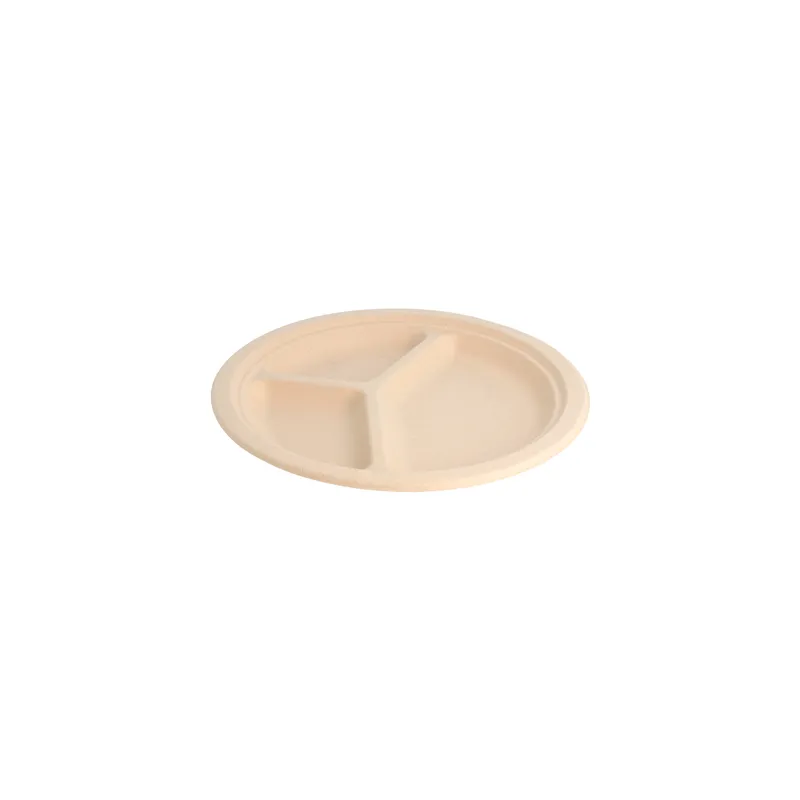 ASSIETTES 3 COMPART. BIONIC  Ø 26x2,6 CM NATUREL BAGASSE (800 UNITÉ)