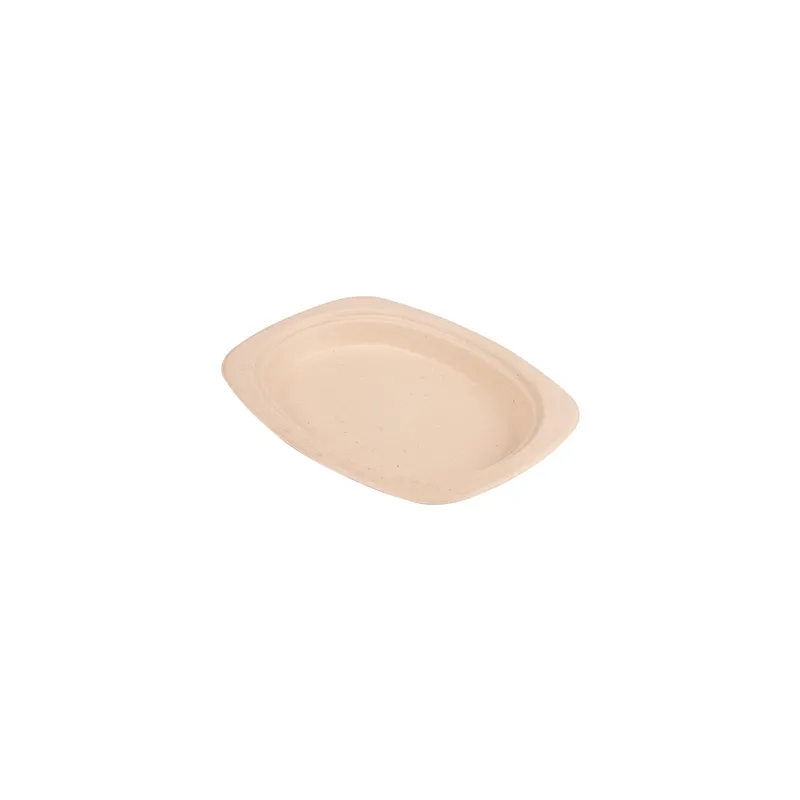 ASSIETTES OVALES BIONIC  23,3x16,5x2 CM NATUREL BAGASSE (800 UNITÉ)