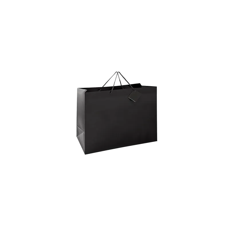 SAC BOUTIQUE ANSES CORDON 150 G/M2 40+15x32 CM NOIR CELLULOSE (100 UNITÉ) SAC BOUTIQUE ANSES CORDON 150 G/M2 40+15x32 CM NOIR CELLULOSE (100 UNITÉ)