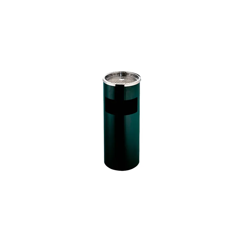 POUBELLE/CENDRIER, CYLINDRIQUE  12 L Ø 25x61 CM NOIR ACIER (1 UNITÉ)