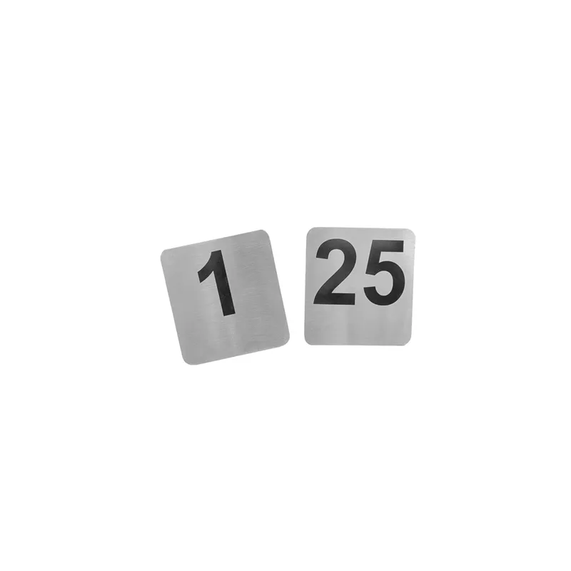 NUMÉROS DE TABLE DU 1 AU 25   9,5x8,8 CM ARGENTE INOX (1 UNITÉ)