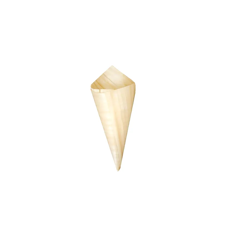 CORNETS EN FEUILLE DE PEUPLIER WOOD  8 CM NATUREL BOIS (50 UNITÉ)