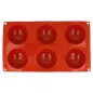 MOULE DEMI SPHÈRE Ø 7x3,5 CM 17,5x30 CM ROUGE SILICONE (1 UNITÉ) MOULE DEMI SPHÈRE Ø 7x3,5 CM