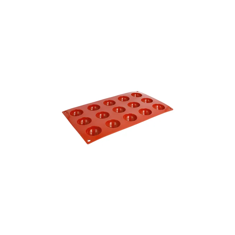MOULE DEMI SPHÈRE Ø 4x2 CM   17,5x30 CM ROUGE SILICONE (1 UNITÉ)