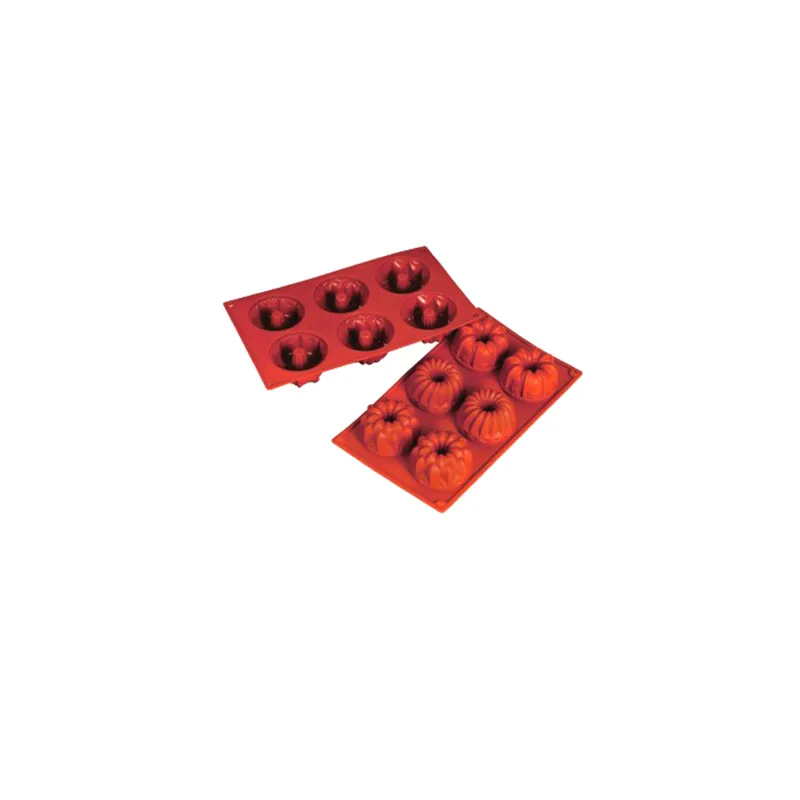 MOULE BRIOCHETTE Ø 7,5x4 CM   17,5x30 CM ROUGE SILICONE (1 UNITÉ)