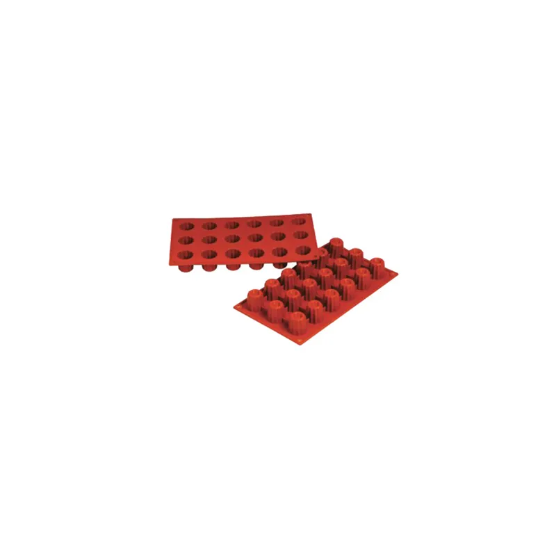 MOULE CANNELÉ Ø 3,5x3,5 CM   17,5x30 CM ROUGE SILICONE (1 UNITÉ)