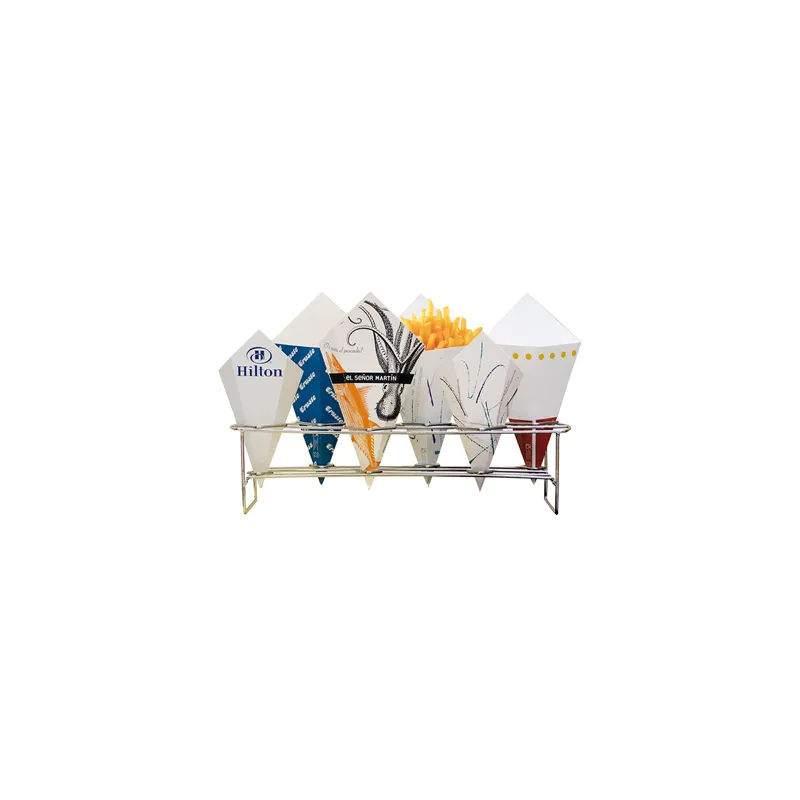 PORTE FRITES CONIQUE 6 CORNETS ARTINOX  45x14x10,8 CM ARGENTE INOX (1 UNITÉ)