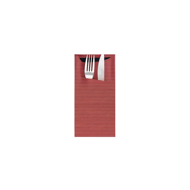 SACS COUVERTS + SERVIETTE JUST IN TIME  80 + 10PE G/M2 11,2x22,5 CM BORDEAUX KRAFT VERGÉ (400 UNITÉ)