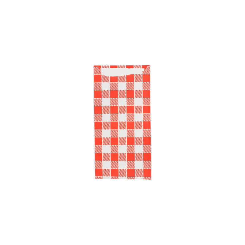 SACS COUVERTS + SERVIETTE JUST IN TIME 'VICHY-RED' 90 + 10PE G/M2 11,2x22,5 CM BLANC CELLULOSE (400 UNITÉ)