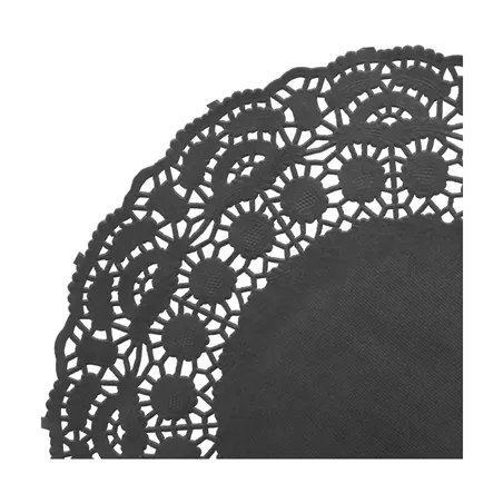 DENTELLES RONDES AJOURÉES  40 G/M2 Ø 24 CM NOIR PAPIER (250 UNITÉ)