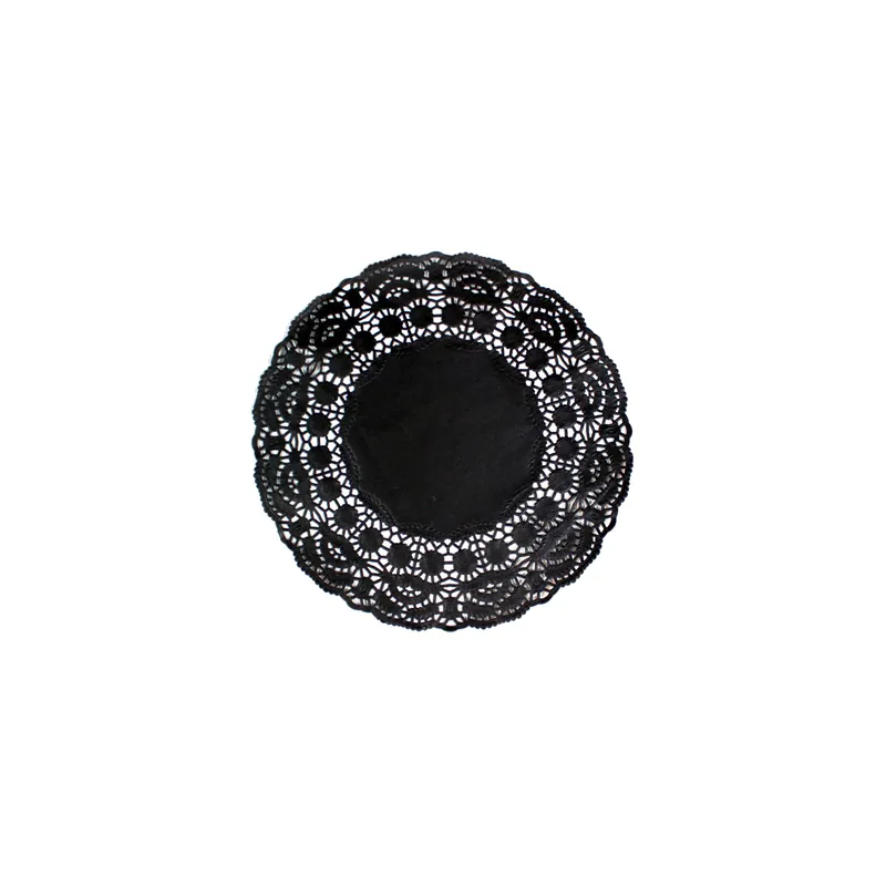 DENTELLES RONDES AJOURÉES  40 G/M2 Ø 34 CM NOIR PAPIER (250 UNITÉ)