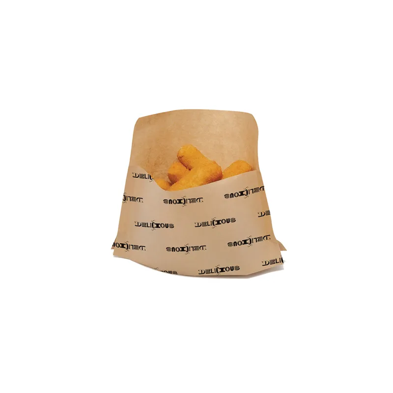 RÉCIPIENTS AVEC BASE 'DELICIOUS' 50 G/M2 + 20 LDPE 21+3/3x17/11 CM NATUREL KRAFT (100 UNITÉ)