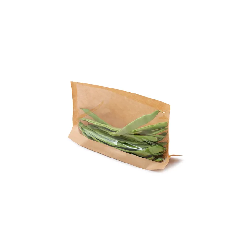 RÉCIPIENTS AVEC BASE ET FENÊTRE 'KANGOO PACK' 40 G/M2 + 15 PP 21+3/3x16/12 CM NATUREL KRAFT (100 UNITÉ)