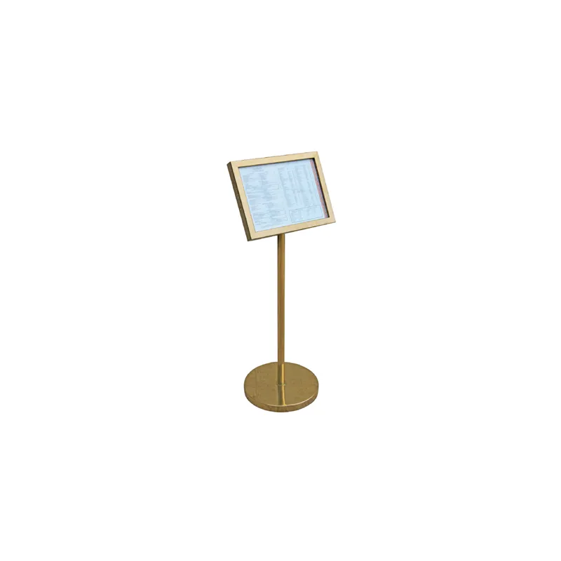 PORTE MENUS DIN-A3 AVEC PIED INCORPORÉ   Ø 35x115 CM DORE METAL (1 UNITÉ)