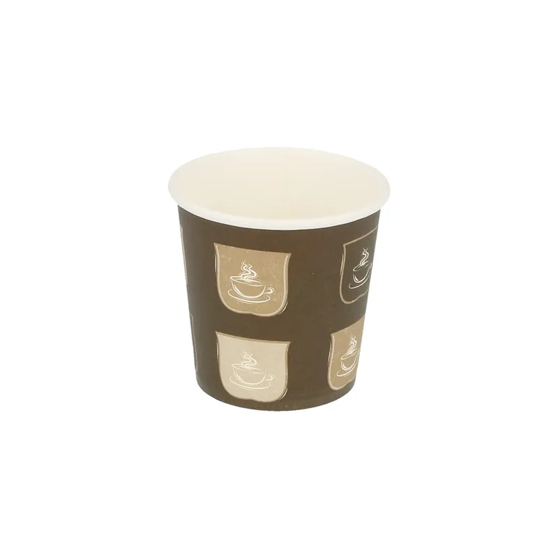 GOBELETS BOISSONS CHAUDES 1 PAROI 120 ML 230 + 18 PE G/M2 Ø6,2/4,5x6 CM MARRON CARTON (1000 UNITÉ)