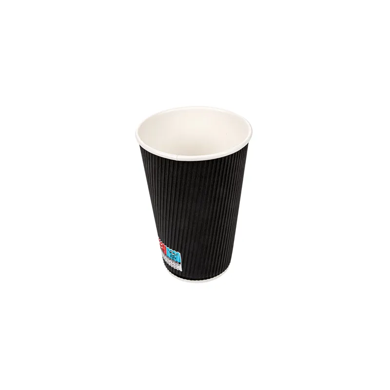 GOBELETS BOISSONS CHAUDES DOUBLE PAROI  480 ML - 16 oz 300 + 250 + 18 PE G/M2 Ø9/6x13,2 CM NOIR CARTON (500 UNITÉ)