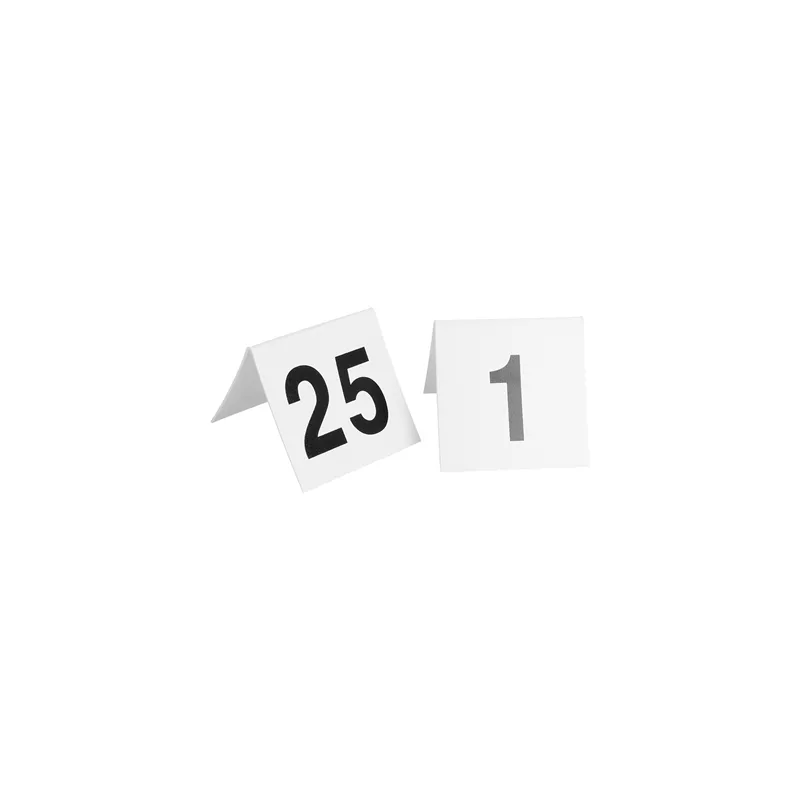 NUMÉROS DE TABLE DU 1 AU 25 5x3,6 CM BLANC PVC (1 UNITÉ) NUMÉROS DE TABLE DU 1 AU 25 5x3,6 CM BLANC PVC (1 UNITÉ)
