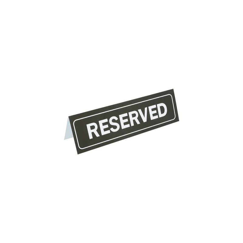 PLAQUE DE TABLE "RESERVED"   18x5,5 CM NOIR PVC (1 UNITÉ)