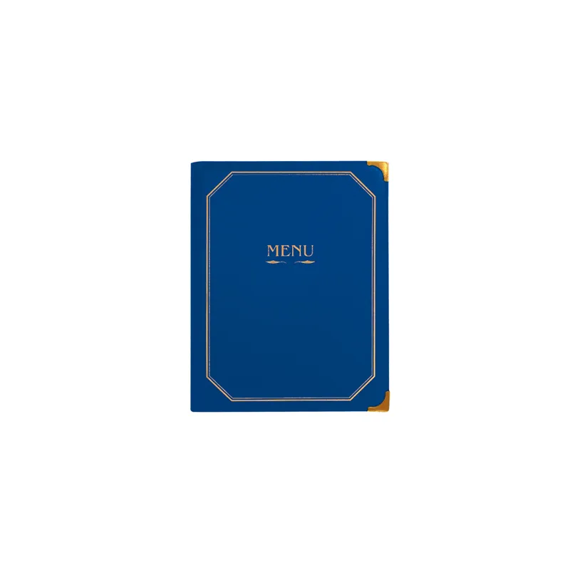 PORTE MENU 8 POCHETTES DIN-A4   25,5x33 CM BLEU PVC (1 UNITÉ)