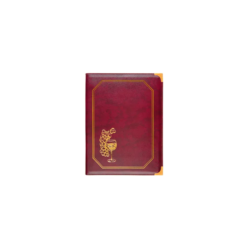 CARTE DES VINS 8 POCHETTES DIN-A4   25,5x33 CM BORDEAUX PVC (1 UNITÉ)
