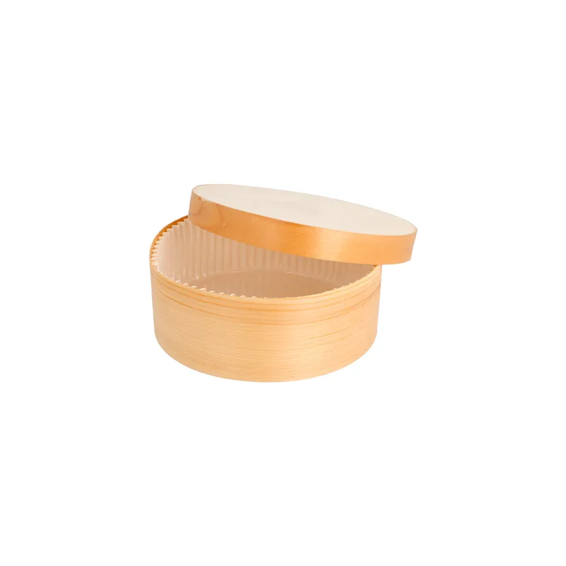 MINI BOÎTES ROND COUVERCLE+ CAPSULE WOOD 500 ML Ø 13x5 CM NATUREL BOIS (100 UNITÉ)