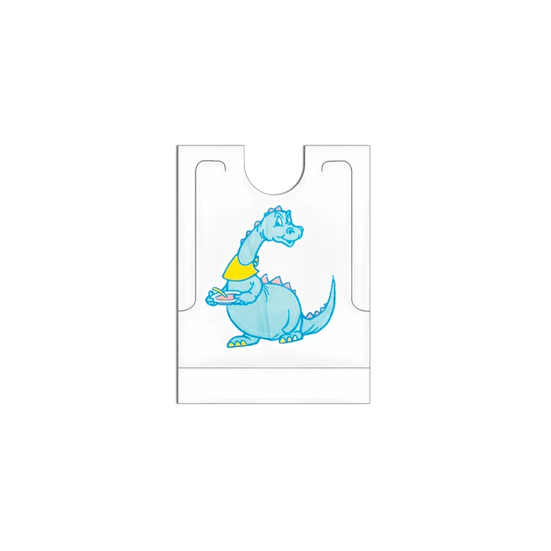 BAVOIRS "DINO" AVEC SACHET   27x34+5 CM BLANC CPE (500 UNITÉ)