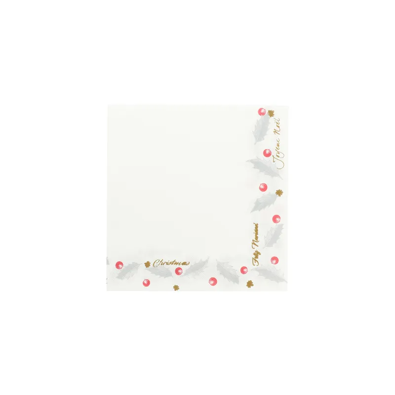 SERVIETTES "DOUBLE POINT" 'NOËL'  18 G/M2 40x40 CM BLANC OUATE (1200 UNITÉ)