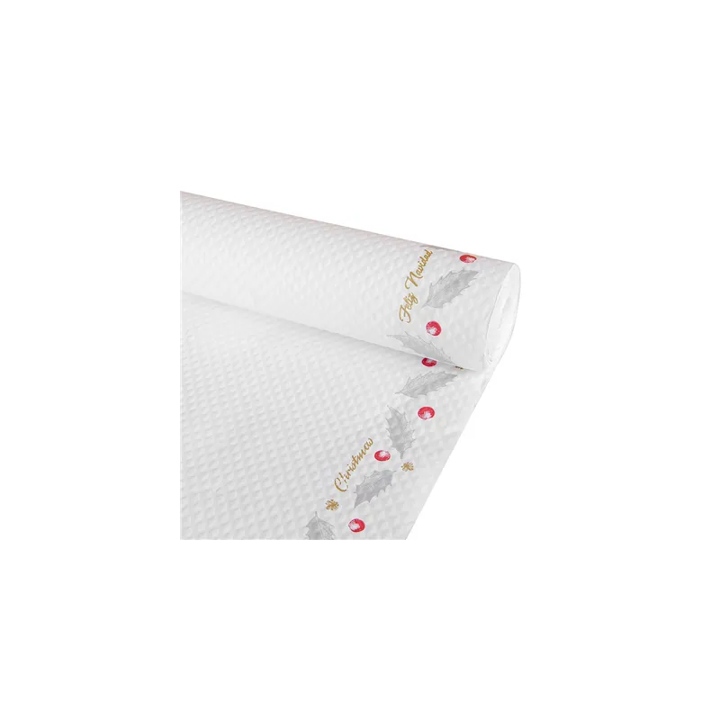 NAPPE EN ROULEAU 'NOËL' 48 G/M2 1,20 x 50 M BLANC CELLULOSE (1 UNITÉ) NAPPE EN ROULEAU 'NOËL' 48 G/M2 1,20 x 50 M BLANC CELLULOSE (1 UNITÉ)