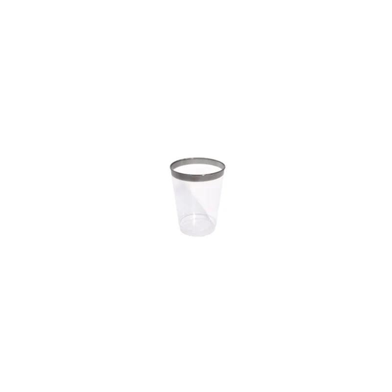 12 VERRES AVEC LISERÉ ARGENTÉ 270 ML  TRANSPARENT PS (30 UNITÉ)
