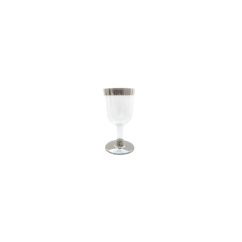 12 COUPES VIN AVEC LISERÉ ARGENTÉ 180 ML  TRANSPARENT PS (30 UNITÉ)