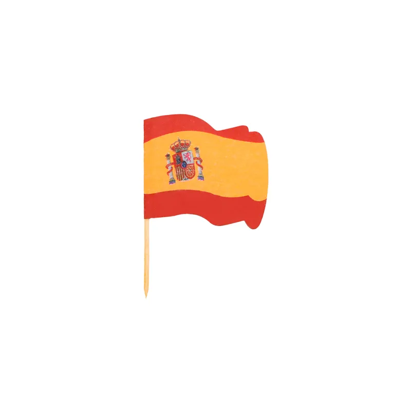 PETITS DRAPEAUX - ESPAGNE   4x3/6,5 CM ASSORTI BOIS (144 UNITÉ)