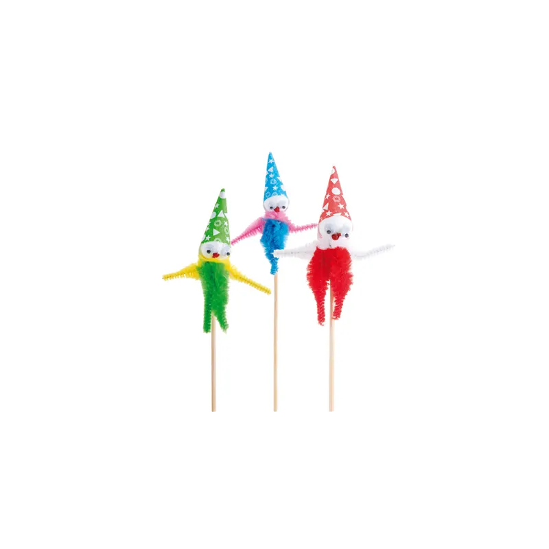 72 U. DÉCORS POUR GLACES CHENILLE CLOWN   15 CM ASSORTI BOIS (1 UNITÉ)
