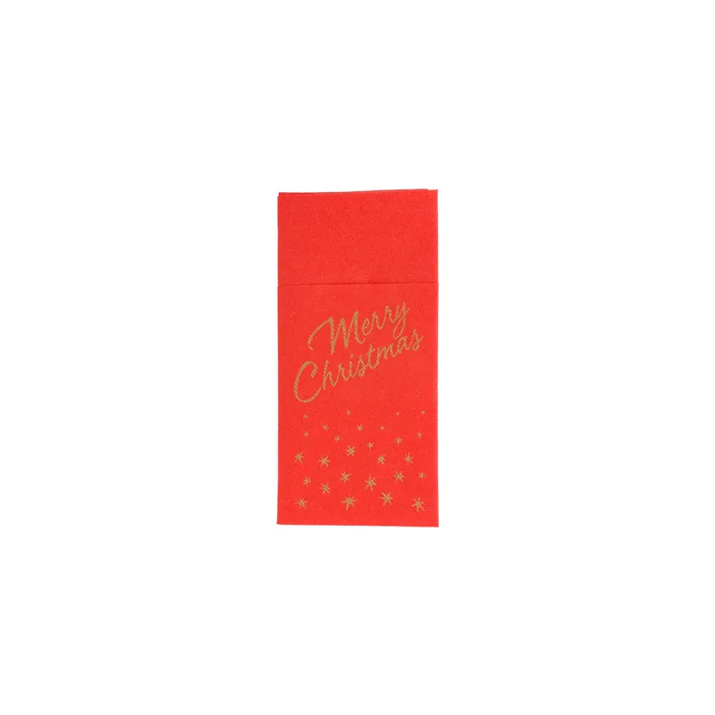 SERVIETTES SOFT KANGOUROU 'MERRY CHRISTMAS'  55 G/M2 40x40 CM ROUGE AIRLAID (700 UNITÉ)