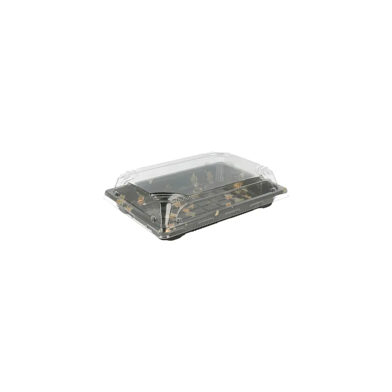 RÉCIPIENTS + COUVERCLES POUR "SUSHI"   18,8x13,3x4,5 CM NOIR PS (400 UNITÉ)