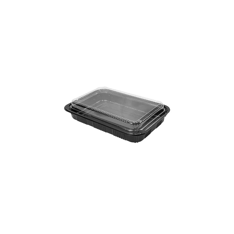 SETS BARQUETTES + COUVERCLES   22,4x15x5 CM NOIR PS (300 UNITÉ)