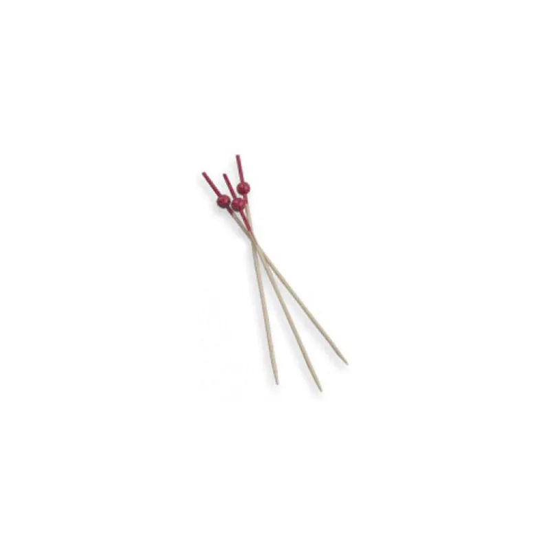 PIQUES "BOULE ROUGE" BAMBOO  9 CM NATUREL BAMBOU (100 UNITÉ)