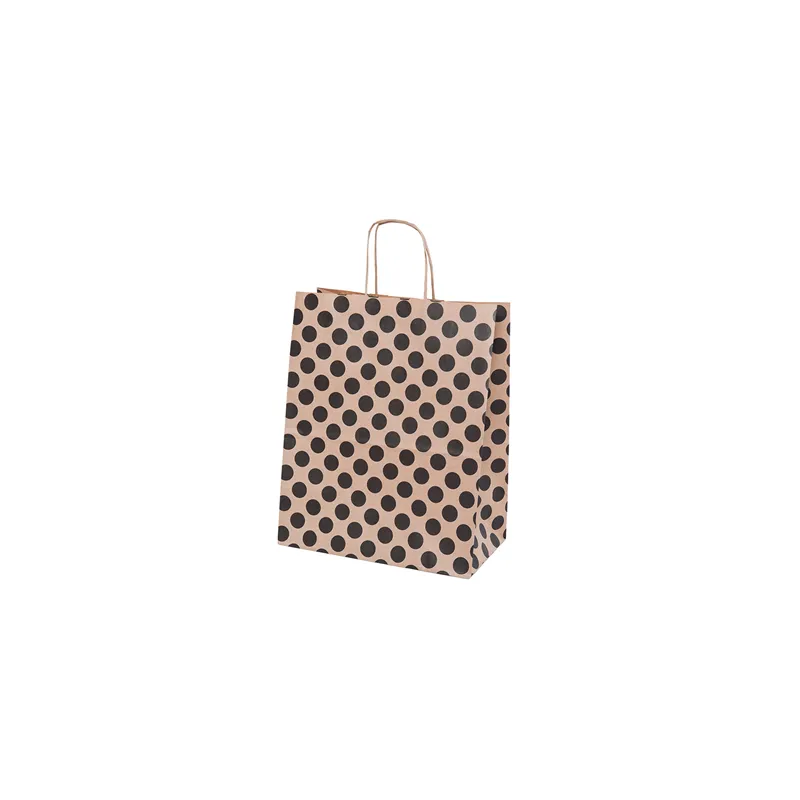 SACS SOS AVEC ANSES 'POLKA DOTS' 80 G/M2 26+14x32 CM NATUREL KRAFT (250 UNITÉ)