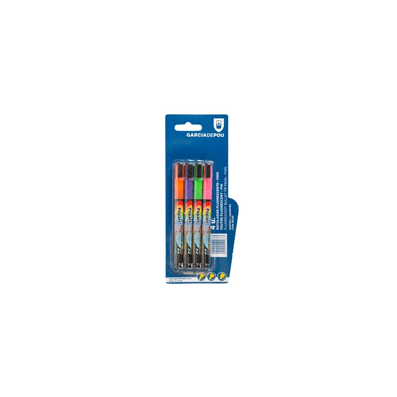 4 U. FEUTRES FLUORESCENTS FINS   Ø 1x13 CM ASSORTI FEUTRE (1 UNITÉ)