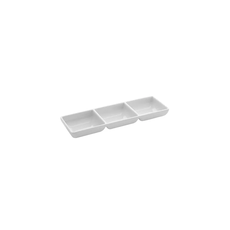 RÉCIPIENT 3 SAUCES ASAMI WARE  140 gr. 22x7x2,5 CM BLANC MÉLAMINE (12 UNITÉ)