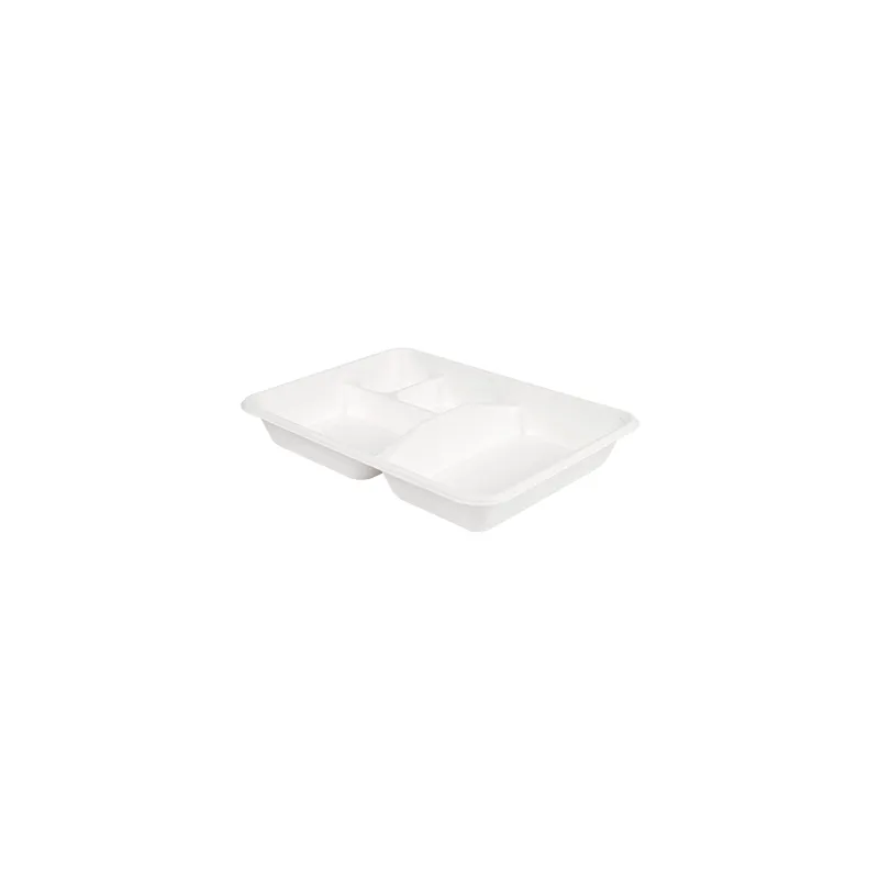 PLATEAUX 4 COMPART. BIONIC  23x17x3,5 CM BLANC BAGASSE (400 UNITÉ)
