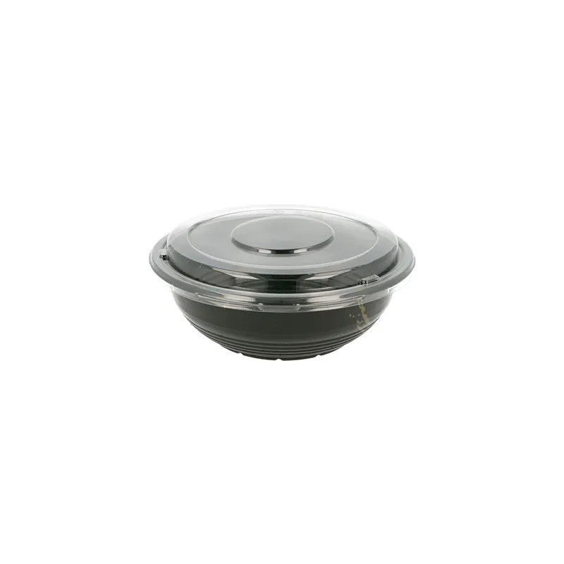 BOLS + COUVERCLES  900 ML Ø 18,6x6,1 CM NOIR PP (400 UNITÉ)