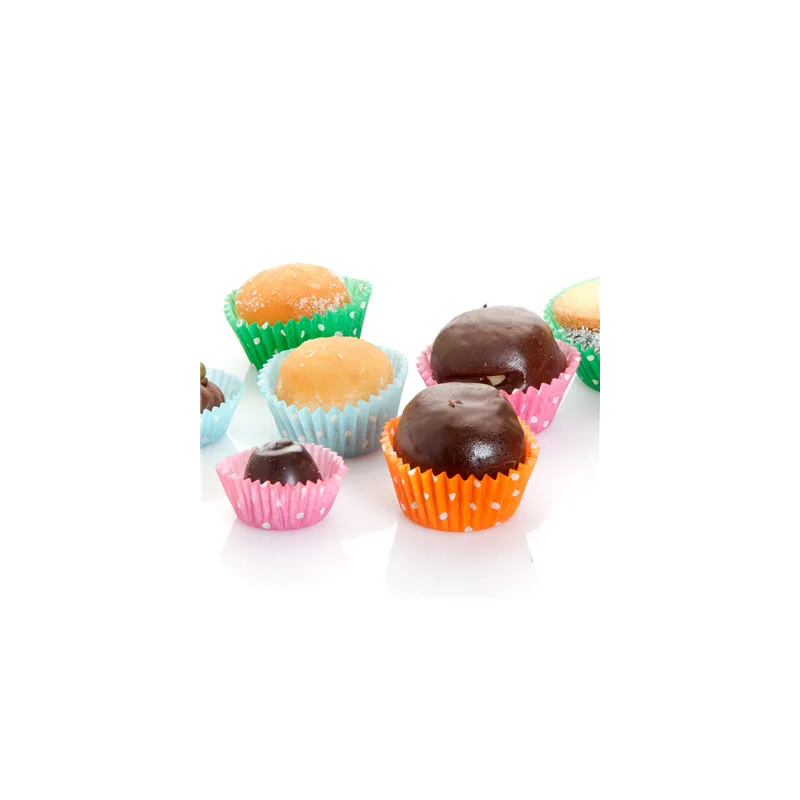 CAPSULES 'PETITS FOURS - POLKA'  50 G/M2 Ø 4,1x2,7 CM ASSORTI PARCH.INGRAISSABLE (1000 UNITÉ)